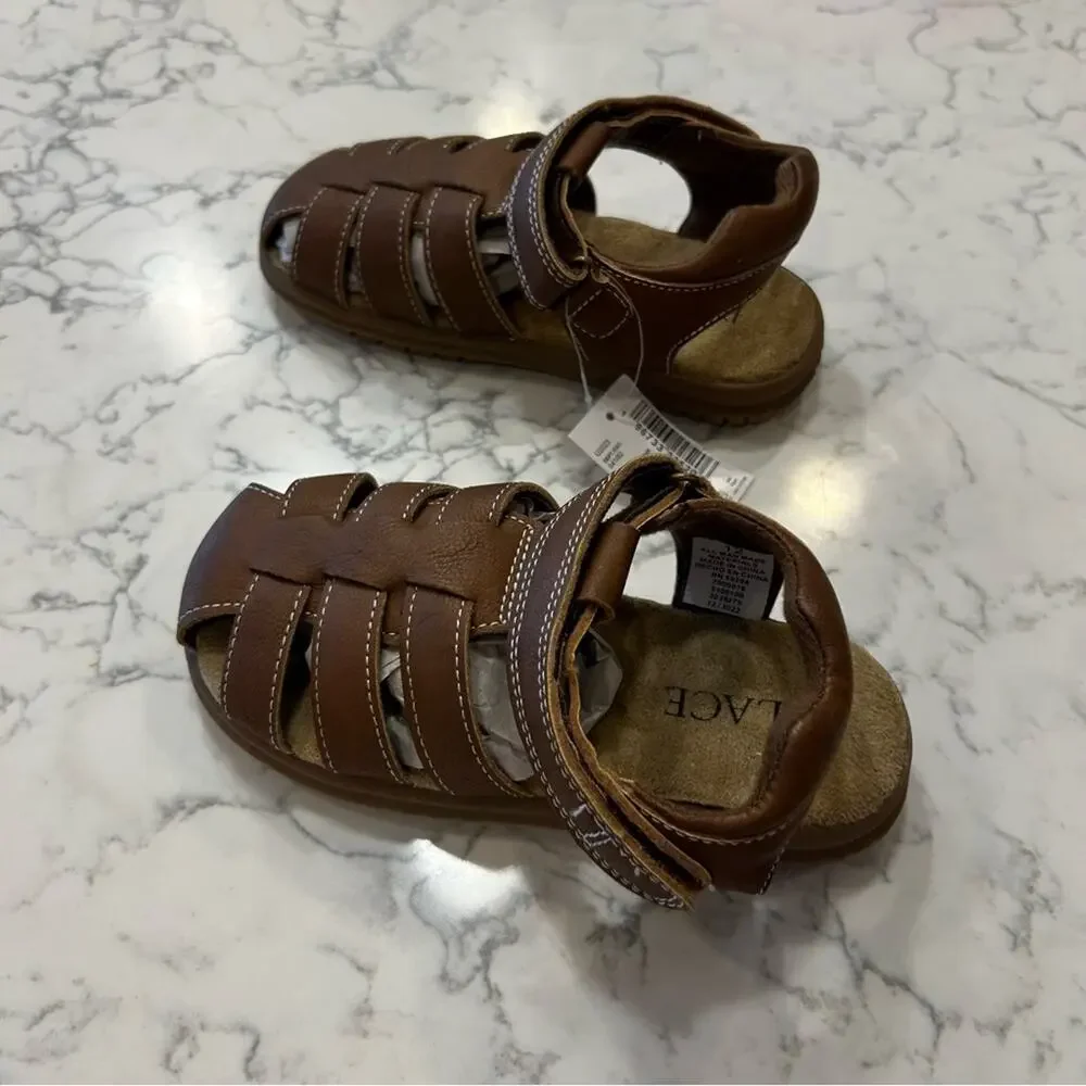 NWT Children’s Place Brown‎ Strappy Faux Leather Kids Sandals Size 12 Youth